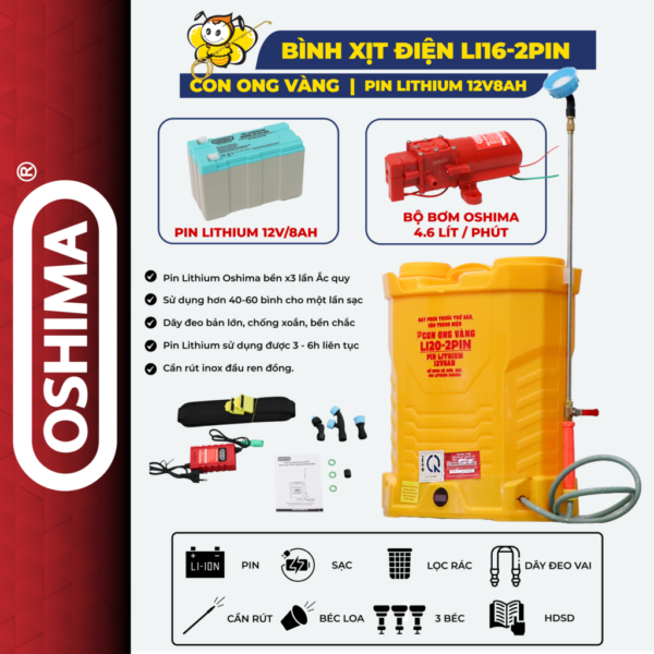 BÌNH XỊT ĐIỆN CON ONG VÀNG LI 20 - 2 PIN